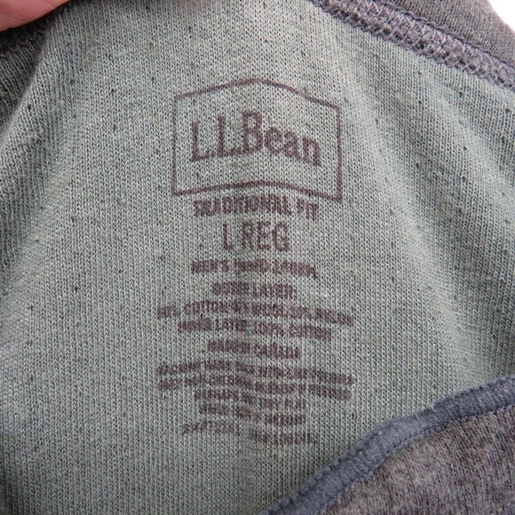 LL Bean Shirt Mens Large Green Long Sleeve Henley Cotton Wool Blend Button-Up - Picture 4 of 9